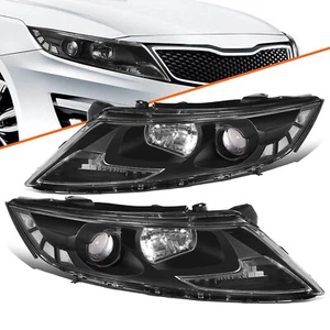 For 2011-2013 Kia Optima Halogen Black Clear Corner Headlights Assembly Pair - Picture 1 of 7