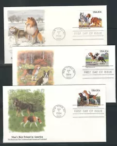 USA SC # 2098-2101 And 2101a Dogs FDC . Fleetwood Cachet - Picture 1 of 2