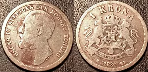 Suède - Oscar II - 1 krona argent 1880 EB - KM#747 - Foto 1 di 1