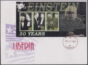 LIBERIA Sc# 2364a-c FDC SHEETLET of 3 ALBERT EINSTEIN 50th ANN of his DEATH - Picture 1 of 1