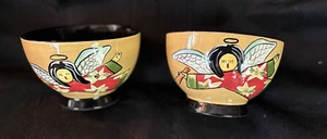 Naylor Designs Hand Painted Bowls Angel with Horn Multi Colored Set of 2 - Picture 1 of 6