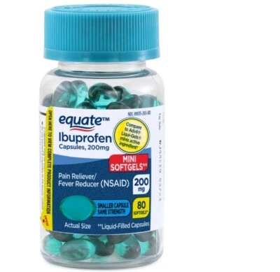 Equate Ibuprofen Mini Liquid Filled Softgel Capsules 200 mg 80 Count - Image 1 of 4