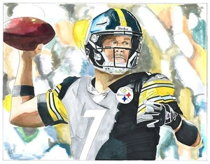 NFL Sports Player Print of Quarterback Ben Roethlisberger by Michael Brown - Picture 1 of 1