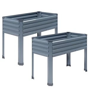 Galvanized Raised Garden Bed with Legs,2PCS 48×18×30in Elevated Planter Box f... - Picture 1 of 8