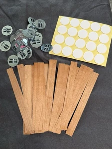40pcs Wooden Candle Wicks 20 Holders and 20 Stickers - Picture 1 of 4