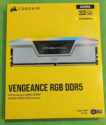 CORSAIR - VENGEANCE RGB 32GB (2x16GB) DDR5 6000MHz C36 UDIMM Desktop Memory - WH - Image 1 of 3