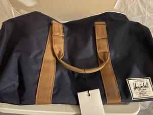 Herschel Novel Duffle Bag Navy / Tan Synthetic Leather  Classic 42.5L - Picture 1 of 4