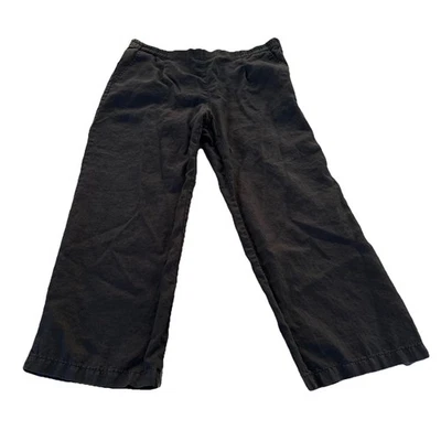 Pantalones Charter Club de Lino Talla Pequeña Negros Lujo Recortados Fluidos Pull On Foto 1 de 4