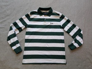 Noah Rugby Shirt Mens Small Green White Stripe Long Sleeve Polo 100% Cotton - Picture 1 of 13