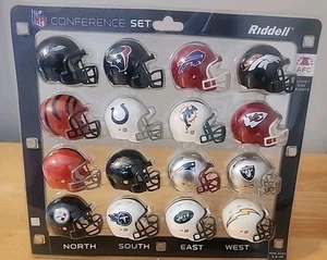 Cascos de fútbol americano NFL tamaño bolsillo conjunto de conferencia AFC Riddell Bills casco rojo nuevo en paquete - Imagen 1 de 7