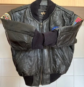 NEU SCHWARZE ECHTLEDERJACKE für Kinder - NASA Astronaut Weltraum Patches KOSTENLOSER VERSAND - Bild 1 von 6