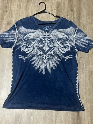 Konflic Shirt Men's XL Black Print Eagle MMA Affliction Style Y2K Rare AOP - Image 1 of 4