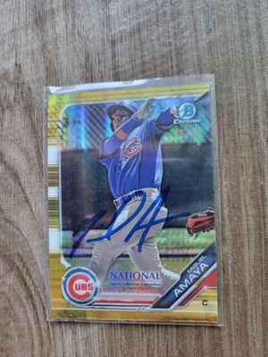 Miguel Amaya Signed 2019 Bowman Chrome Baseball Card Chicago Cubs BNR-MA Gold 50 - Image 1 of 2
