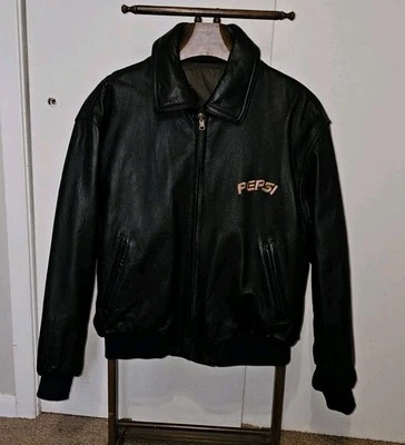 Vintage 90s Pepsi Embroidered Reversible Leather Full-Zip Jacket Mens Size Large - Image 1 of 4