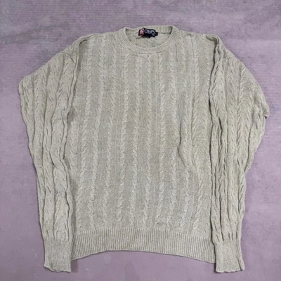 Vintage Chaps Knitted Jumper 90s Pullover Knit Sweater, Cotton And Linen Mix - Image 1 of 4