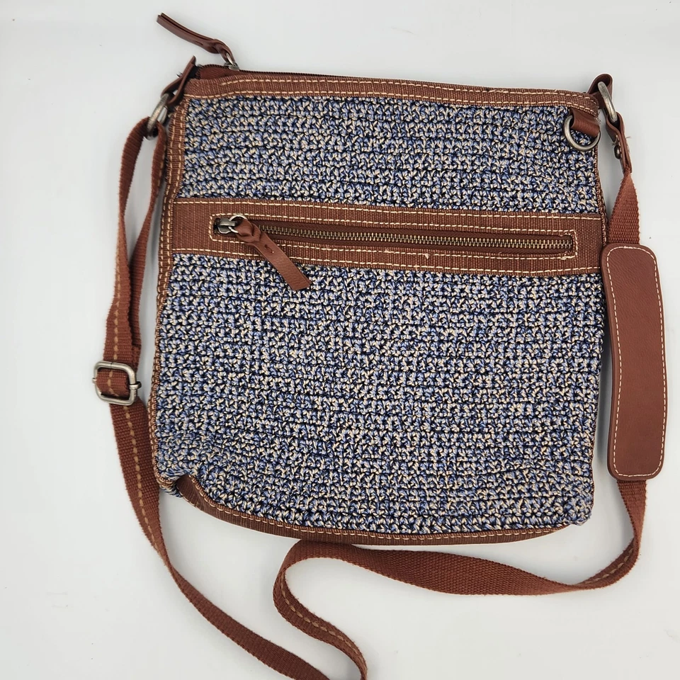 Bolso Bandolera The Sak Lucia Crochet Azul Marrón - Leer Correa - Cartera Informal Foto 1 de 4