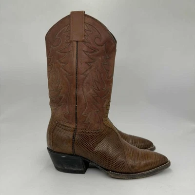 Botas vaqueras occidentales vintage exóticas marrones Teju Lizard talla 7,5 M sin marca para mujer Foto 1 de 4