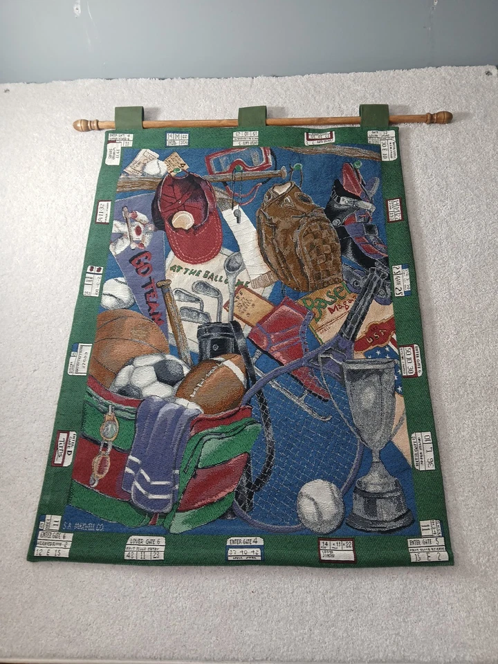 Vintage Game Day Tapestry Wall Hanging Sports Football Man Cave Boys Room USA - Image 1 of 4