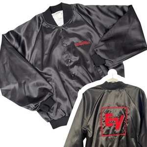 Vintage 80er Electro Voice Herren XXL schwarz Satin Bomberjacke EV Logo Hip Hop Grunge - Bild 1 von 13