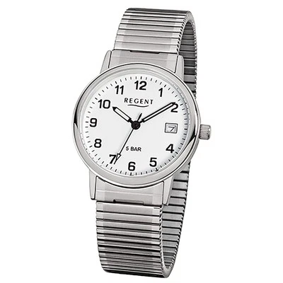 Regent Orologio da Polso da Uomo Argento Analogico F-705 Stahl-Armband URF705 - Immagine 1 di 4