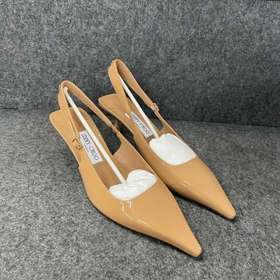 JIMMY CHOO Amel 50 Nappa 皮革吊带高跟鞋女式美国 9.5 码  — 第 1/4 张图片