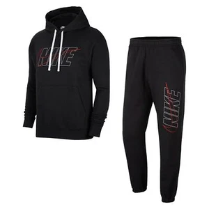 Nike Air Tracksuit Mens Fleece Hoodie Joggers Sweatpants Hoody Bottoms Black - Picture 1 of 6