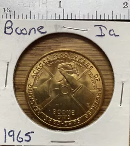 Gettone Centenario Iowa -Boone, Iowa -1865-1965- Raggiungendo attraverso il progresso - GF 50¢ - Foto 1 di 2