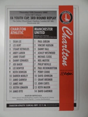 CHARLTON v MANCHESTER UNITED | 1994/1995 | FA YOUTH CUP R3 REPLAY | 12 JAN 1995 - Image 1 of 3