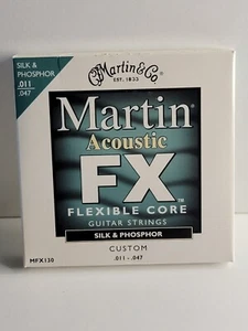 NEW Martin Acoustic FX Flexible Core Silk & Phosphor Guitar Strings 11-47 - Foto 1 di 2
