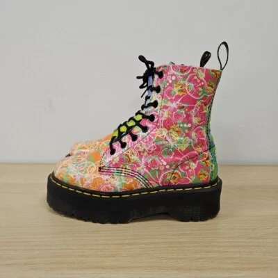 Dr Martens Jadon Daze Cat Floral Print Zip Platform Chunky Rare Boots Uk 4 Eu 37 - Bild 1 von 4