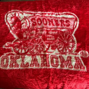 Biederlack USA Sooners OU Spirit Blanket Throw Red Cream 55"x 46" Dorm Cozy - Picture 1 of 19