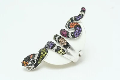 Anello unisex Serpente in Argento 925°% e Zirconi nuovo - Immagine 1 di 4