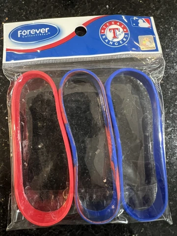 Texas Rangers Mlb 3 pk silicone adult wristbands Team Logo Bracelets Adult Size Cover