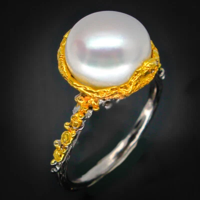Thai Handmade Jewelry Gift Natural Pearl Silver 925 Sterling ring/RVS48 - Image 1 of 3