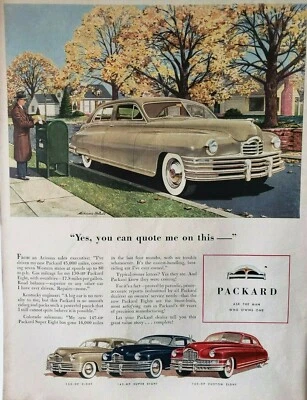 Melbourne Brindle Packard Vintage 1948 Print Ad Ephemera Art Decor by  Lot of 2  - Image 1 of 2