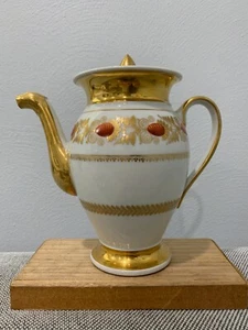 Antique French Old Paris Porcelain Teapot w/ Red Floral & Gold Decoration - Picture 1 of 12