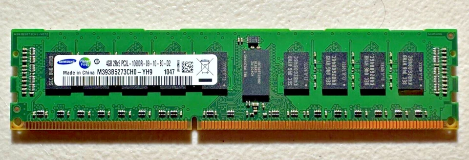 LOT OF 2 M393B5273CH0-YH9 Samsung 4GB PC3-10600 DDR3-1333MHz ECC Reg Memory - Image 1 of 1