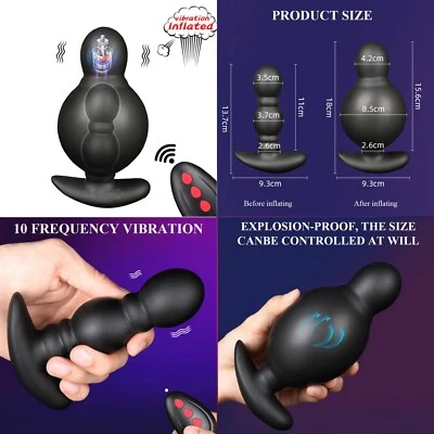 Vibrador expandible súper grande inflable enchufe anal bomba máxima dilatador ano Foto 1 de 4