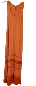 New York &Co Long Maxi Dress RacerBack, Striped Bottom Soft Peachy Orange Summer - Picture 1 of 5
