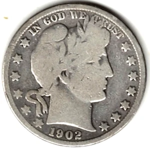 1902 S Barber Half Dollar grades GOOD+ ~ FULL RIMS ~ PLEASE SEE THE SCAN stk v91 - Picture 1 of 5