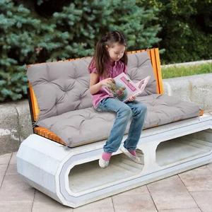 Outdoor Bench Cushion Waterproof Swing Seat Pad Replacement with Backrest & Ties - Picture 1 of 24