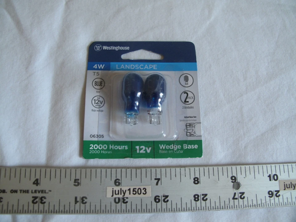 (2) NEW Westinghouse 4w T5 Wedge Base BLUE Landscape Bulbs Low Voltage 12v 4watt - Image 1 of 4
