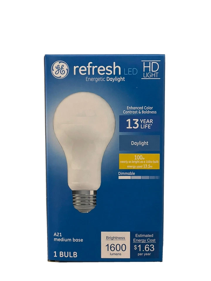GE 100-Watt HD Light refresh Daylight Bright A21 LED Light Bulb - 1600 Lumens - Image 1 of 1