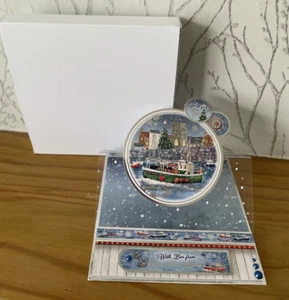 Handmade 6"x6" Boxed Acetate Easel Fishing Boat Christmas Card-Across the Miles - Picture 1 of 7
