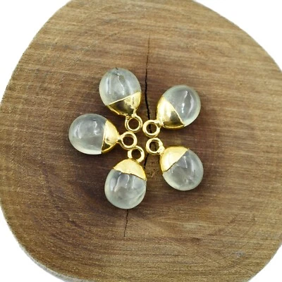 Natural Prehnite 8X10 mm Charms Teardrop Smooth Jewelry Finding For Crafting - Image 1 of 4