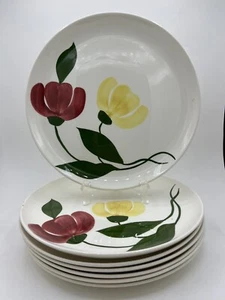Stetson China Rio Hand Painted Floral Dinner Plates Set Of 7 Vintage Flowers Red - Picture 1 of 13