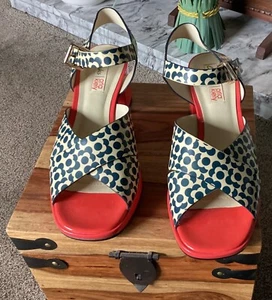 ORLA KIELY NAVY LEATHER BLANCHE SANDALS VERY RARE SIZE 8 - Picture 1 of 6