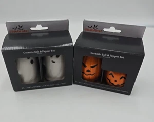 Celebrate Halloween Ceramic Jack O Lantern & Ghosts Salt & Pepper Shaker Set - Picture 1 of 16