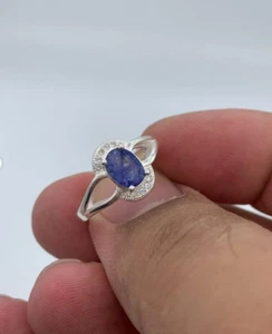 Elegant Real Blue Sapphire Ring For Girl Wedding Ring Engagement Ring Silver 925 - Picture 1 of 4