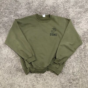 Vintage USMC Marine Corps Crewneck Sweatshirt Men’s Size 2XL Green Made In USA - Picture 1 of 8